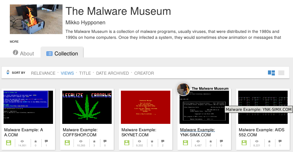 malware museum online