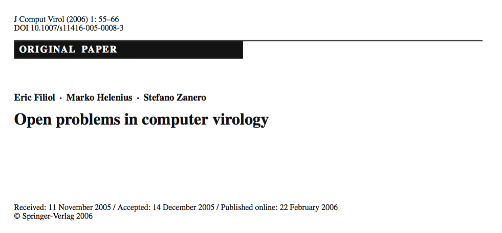 Open Problems in Computer Virology