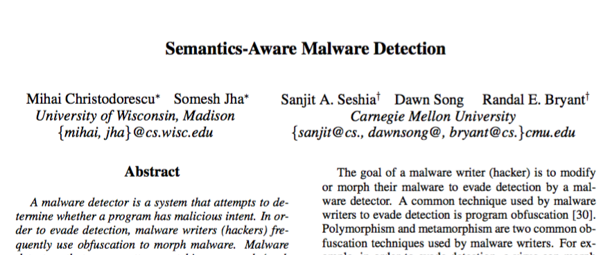 Semantics Aware Malware Detection
