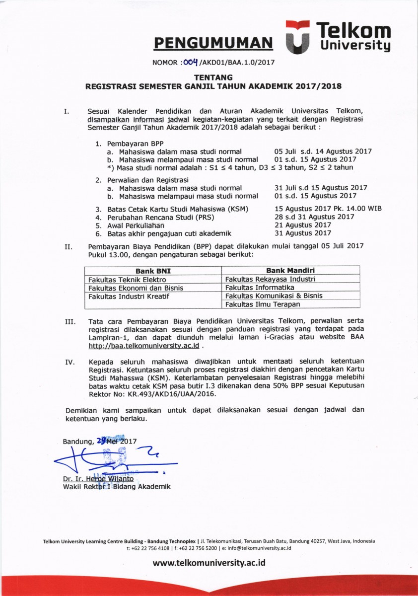 Registrasi Semester Ganjil 2017/2018