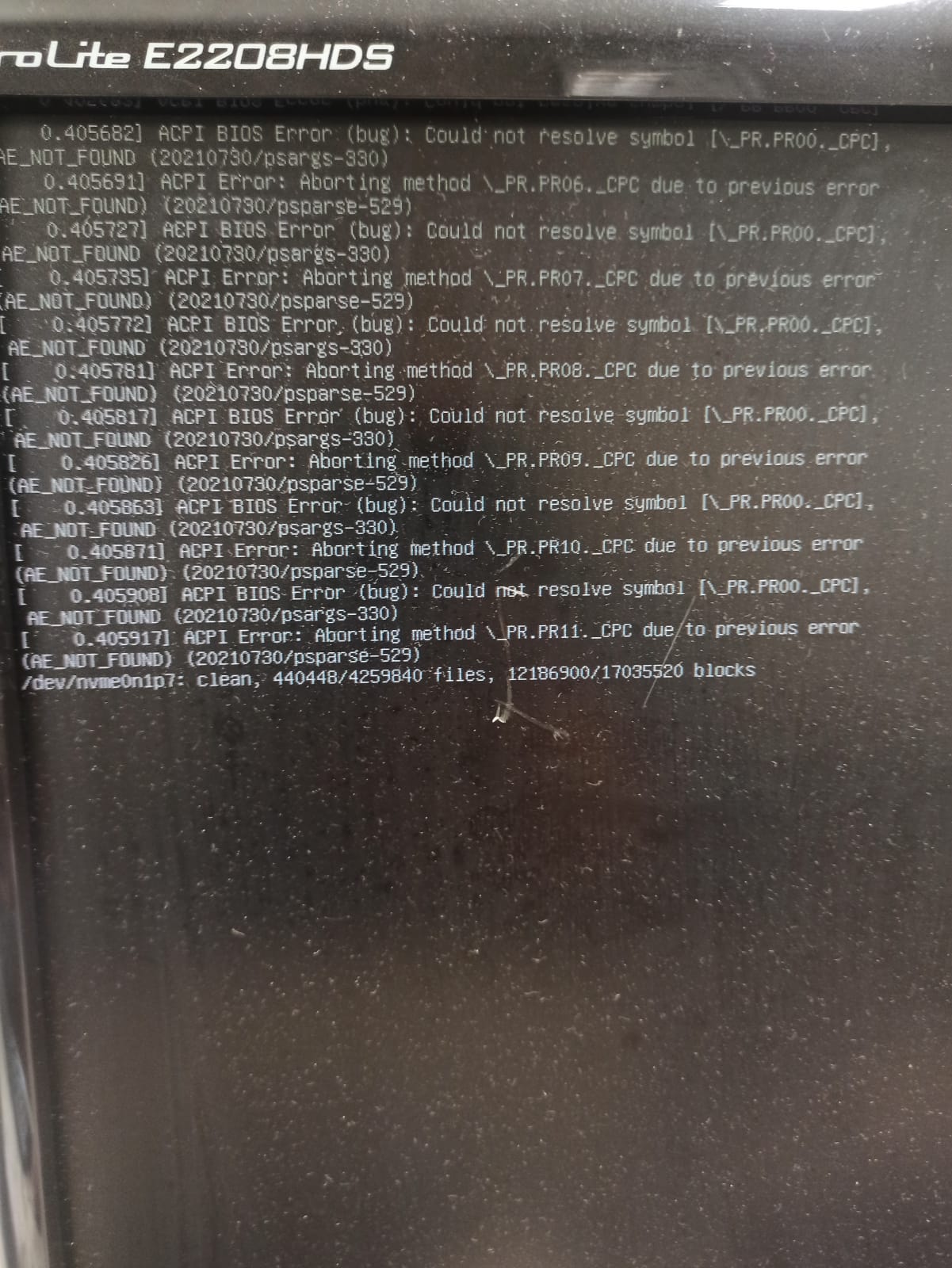ACPI BIOS error